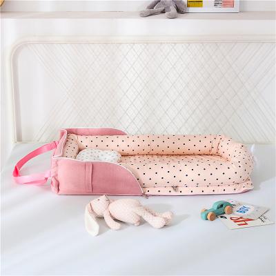 China Foldable Portable Newborn Crib Cotton Infant Nest for Boys Girls Travel Cushion Baby Hutchs Bed Crib Baby Nest Sleep for sale