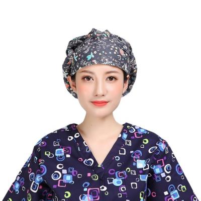 China Casual Customize Pattern Christmas Pharmacy Doctor Surgical Cap Buffy Scrub Cap Beauty Salon Pet Clinic Cap Cotton Hat Operating Cap for sale