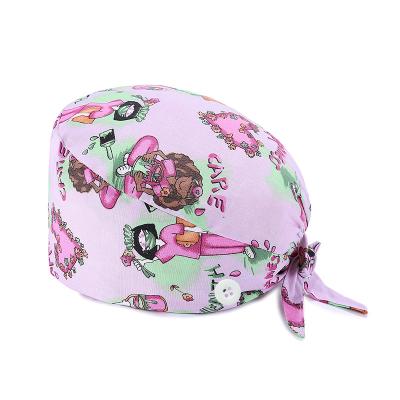 China Cheap Hospital Medical Scrubs Cotton Hats Doctor Work Hat Nursing Scrub Hat Fashion Bandage Dust Cap Custom Button for sale