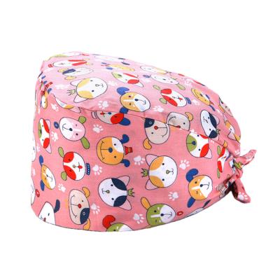 China Fashion Cotton Printed Medical Care Doctor Nurse Bouffant Hat ICU Pet Beauty Hospital Dentist Stomatology Operating Room Cap Scrubs C for sale