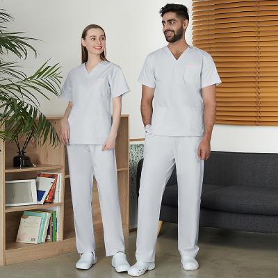 China Hospital Logo Customized Accessories Fashion Scrub Sets Mens Womens Medical Hospital Uniforms Scrubs Nurses White Uniform Goods In Stock for sale