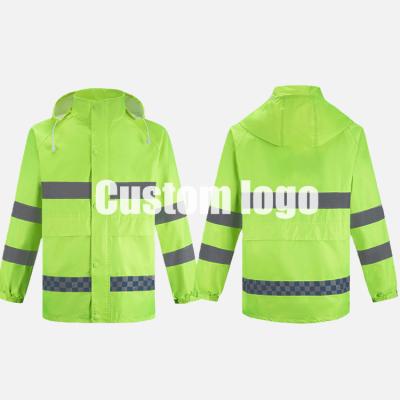 China Wholesale Safety Raincoat Singlet Raincoat OEM Factory Road Construction Suit Waterproof Split Hygiene Cleaning PVC Reflective Safety Clothing for sale