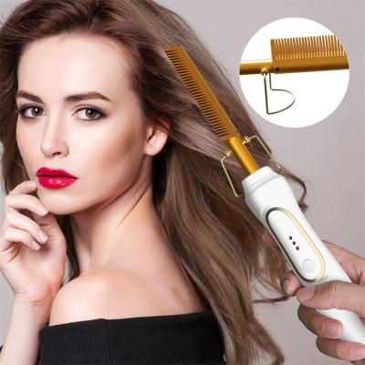 China Home Professional Copper Metal Hair Straightening Comb Brush Hot Electric Hair Straightener Comb for Hair, Bling Hot Comb for sale