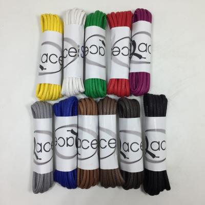 China Round 100% Cotton Round Braided Waxed Shoe Laces Manufacturer for sale