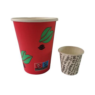 China Customization Logo Takeaway 7oz 8oz 16oz 22oz Disposable Coffee Wrapping Paper Holder Hot Paper Cup With Lid Cover Drinking Handle for sale