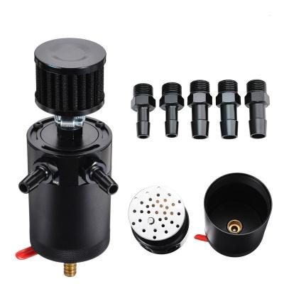 China 2 Aluminum Left Hook Oil Can Tank Baffled Tank With Drain Valve Breather Filter 300ml Universal for sale