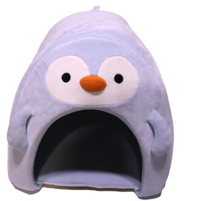 China Breathable Cartoon Penguin Cat Bear Pig Shape Pet Nest Plush Dog Bed Cat Puppy Animal Sleep House for sale