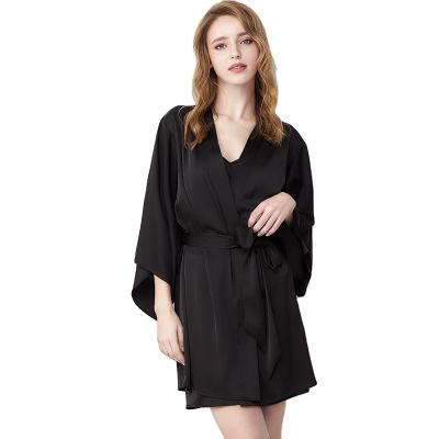 China 613122166402 QUICK DRY ICE Silk Satin Solid Color Lace Up Nightgown For Ladies Home Use Bathrobe Nightgowns for sale