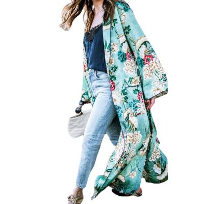 China MHJL6588 viable 2021 European and American women's jackets printed lapel loose fashion coat long. for sale