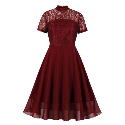 China 2021 European and American women's retro elegant anti-static lace dress quilting new styles. for sale