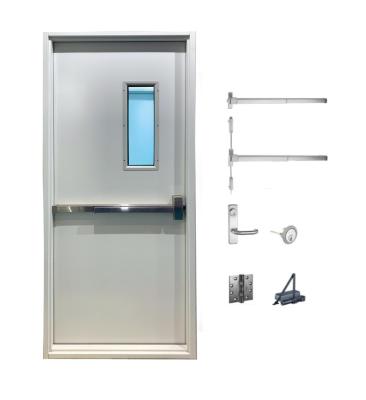 China Fire Protection PORTAWIN View Large Steel Fire Rated Door With Panic Bar Single Flush Door for sale