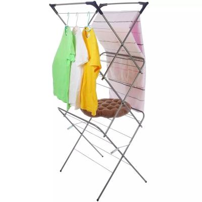 China Minimalist High Quality Three-Layer Stainless Steel Indoor Folding Drying Rack for sale