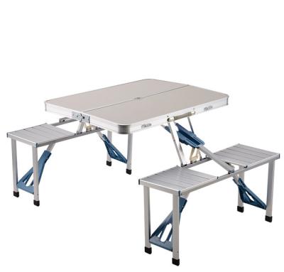 China 2022 New Foldable Portable Foldable Blue Aluminum Material ABS Folding Table With Seat for sale