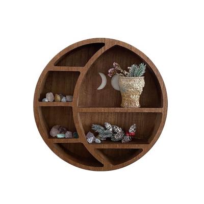 China From America Factory Chinese Wholesale Circle Moon Shelf Directly For Healing Wall Hanging Stone Decor For Living Room for sale