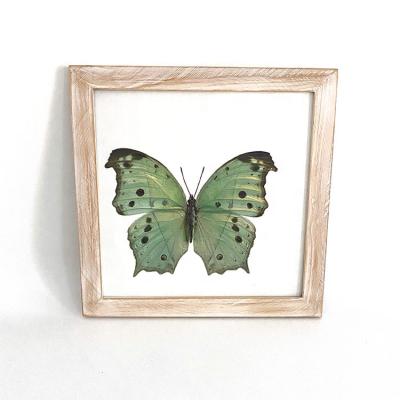 China Europe Factory Directly Decorative Butterfly Green Wooden Picture Picture Frames For Living Room for sale