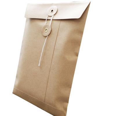 China Recycle Wholesale Recycle Kraft Paper Bags Twine Tie and Seal Flap Closure Document Bags for sale