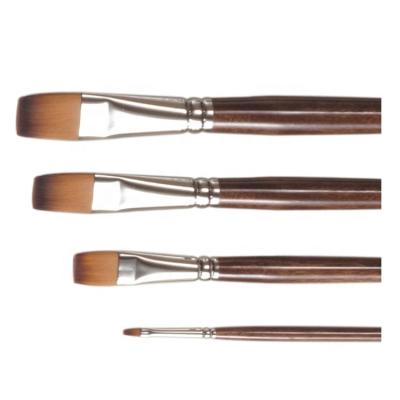 China Professional for Artist Painting Flat Shape Nylon Hair Wooden Handle Paint Brush Pen for sale