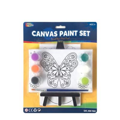 China Canvas Panel with Mini Easel for Acrylic Drawing 6 Colors Kids Painting Set for sale