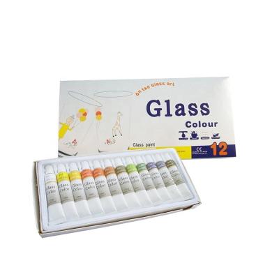 China Free Sample Water Resistant Non-Toxic 12 ml for Painting 12 Colors Set Glass Paint for sale