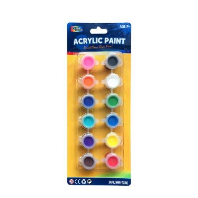 China Prices Non-Toxic Blister Card Packing 12 Colors Artist Acrylic Paint Set for sale