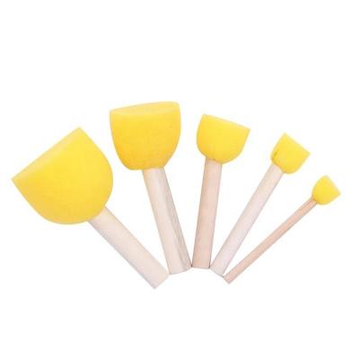 China Kids Craft Sponge Paint Set Foam Brush Kit Wooden Handle Mini Stamp for sale