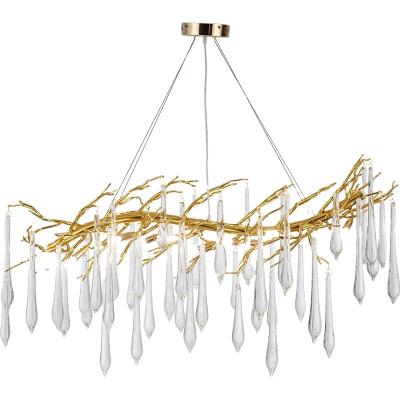 China Adjustable Modern Light Luxury Living Room Villa Terrace Lighting Designer Chandelier Customs Post Height Crystal Lamp for sale