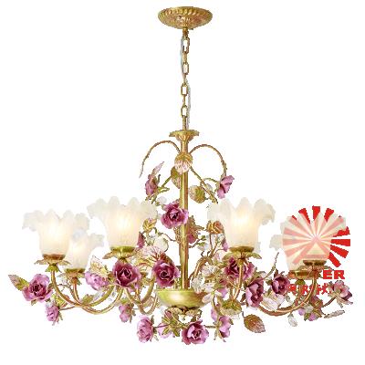 China Hotel Arter Wedding Tent Decor Indoor Countryside Iron Flower Purple Lighting Chandeliers For Sale for sale