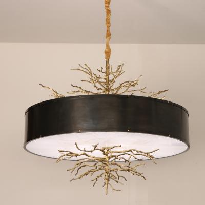 China Art Design Retro Gold Tree Branch Contemporary Black Copper Chandelier Brass Hanging Lighting for Villa Home Decoration for sale