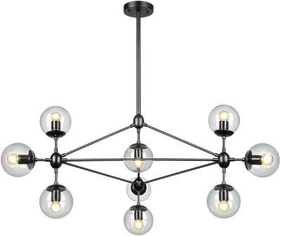 China Round 8 Industrial Round 8 Lights Farmhouse Chandelier Classic Black Ceiling Hanging Rustic Vintage Light Fixture For Dining Room, Foyer for sale