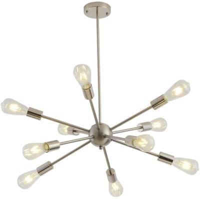 China Rustic 6 Light Ceiling Mount, Mid Century Modern Gold Chandelier Pendant Lamp For Living Room, Kitchen for sale