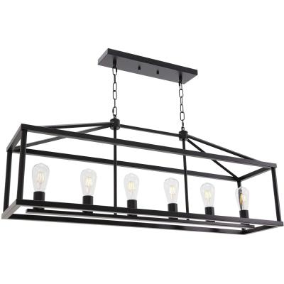 China Industrial chandelier for the dining room, modern black wrought iron kitchen island lighting for sale