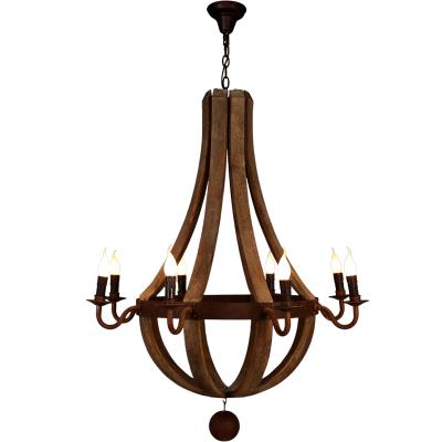 China Rustic Italy Attic Style Lamp Candle Attic Pendant Lights Living Rust Vintage Handing Antique Art Chandelier Lighting Retro Wooden Decor for sale