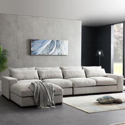 China Modular Reversible Corner Sectional Sofa with Ottoman, White Feather Canvas Fabric for sale