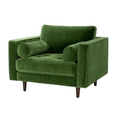 China Scott Armchair Grass Green Velvet Modular 1 Seat Sofa Living Room Sofas Fabric Sofa for sale