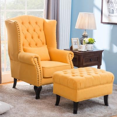 China Modular Chesterfield Fabric Queen Anne High Back Wing Chair Chesterfield Armchair Lounge Chairs for sale