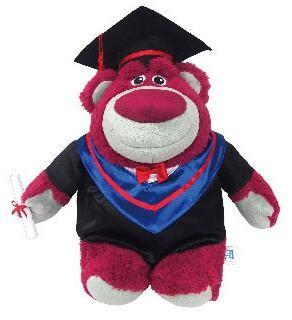 China Lotso Graduation Berrybear Disney Plush Toys , Toy Story 3 Lots-O'-Huggin' Bear Disney Cuddly Toys 10 inch for sale