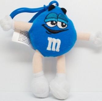 China Het leuke Blauwe Gevulde Stuk speelgoed Keychain, Polyestermateriaal van M&M Karakter Te koop