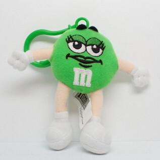 China Grüne M&M-Charakter-Plüschtier-netter Plüsch Keychains fertigte besonders an zu verkaufen