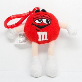 China De gepersonaliseerde Pluchestuk speelgoed Rode M&M Karakter Gevulde Dieren van Keychain Te koop