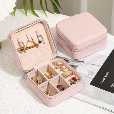 China Small Jewelry Case PU Leather Necklace Earring Ring Earring Stock Fashion Jewelry Organizer Hot Travel Jewelry Box for sale