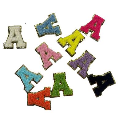 China Fashion Stock A-Z Alphabet Self Backing Adhesive Backing Stick For Bag Patches Embroidery Chenille Letter Stick Nylon Letter Patches for sale