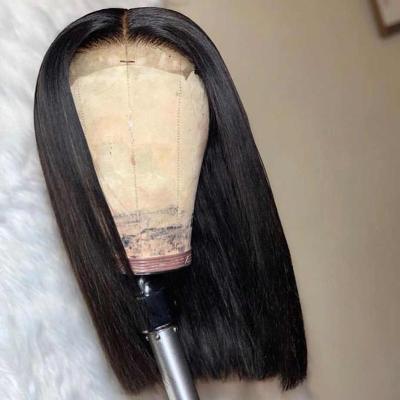 China 10 Inches Good Quality Straight Bob Short Afro Hair Wig, Short Lace Front Wig, Brazilian Virgin Pubic Hair Wig for sale