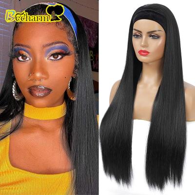 China Straight Raw Indian Virgin Hair Wigs,Natural Adjustable Loose Highlights Haor Headband Wig,180% Straight Hair Brown Headband Wig for sale