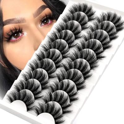 China Natural Soft 10 Pairs 3D Lashes Volume Eyelashes Reusable Makeup Soft Fluffy Lashes Long Tapered Natural Lashes False Eyelashes for sale