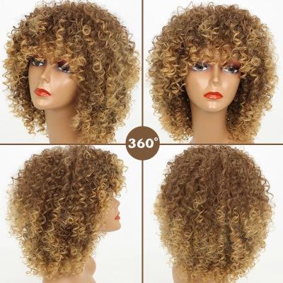 China Daily Use Afro Blonde Curly Blonde Wigs Synthetic Wig For Fashion Women for sale