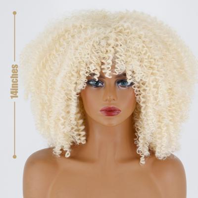 China Afro Wigs Short Daily Use Natural Black Synthetic Wig For Women Heat Resistant Fiber African American Wig for sale