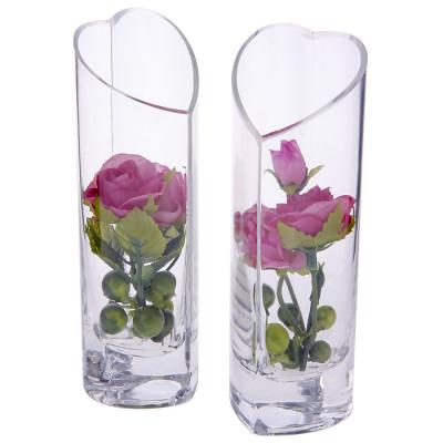 China Traditional Flower Vase Tilted Home Top Glass Vase Decoration Bud Heart Shape Creative Decorative Flower Vase for sale