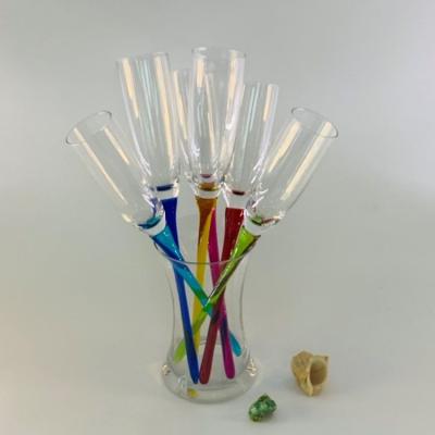 China 6pcs Summer Beach Party Viable Champagne Glass With Stem And Vase Colored Champagne Flutes Glass Set for sale