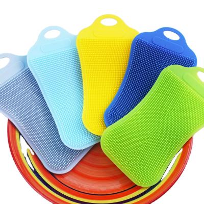 China Viable Good Quality Kitchen Accessories Silicone Dish Cleaning Brush,Wholesale Price Soft Double Sided Silicone Dishwashing Brush for sale