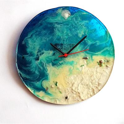 China New Customized Eco-friendly High Quality Custom Luxury Printing Wooden Wall Clock Classic/Postmodern Epoxy Resin Word Resin Clock Wall Watch for sale